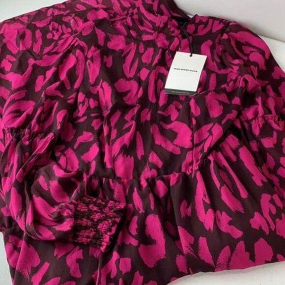 Who What Wear  Leopard Print Long Balloon Sleeve Dress XS - Picture 2 of 7